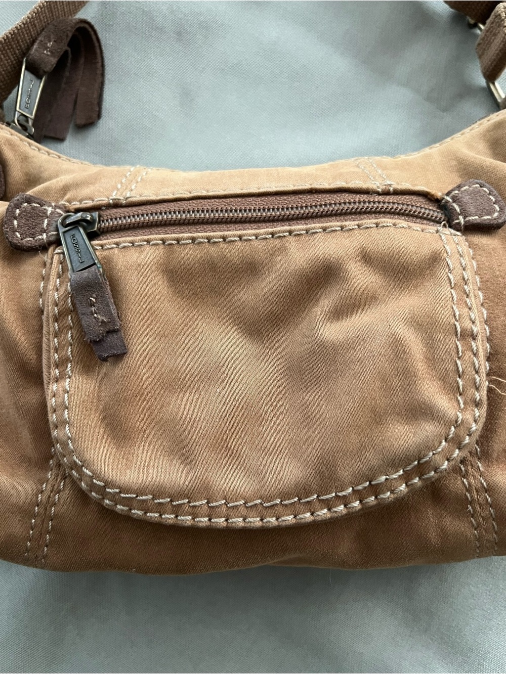Vintage Fossil Light Brown Crossbody Shoulder Strap with Tassel Accent - Picture 4 of 12